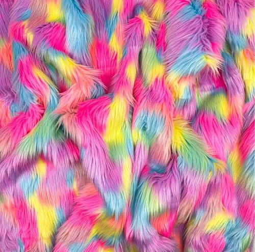 Image of Prokart Soft Faux Fur Fabric Cloth - 60 Inch Wide Pana | Fur Fabric Decorative Cloth for Crafting Soft Toys, Fancy Dress, Baby Photoshoot, Wedding Mandap & Party Decor (Multicolor, 1 Mtr)