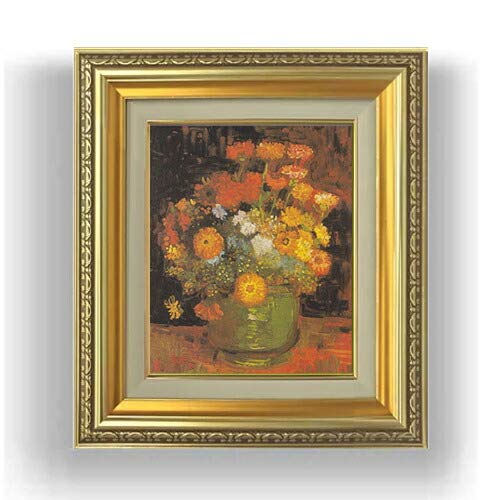 ゴッホ 銅の花瓶のアミガサユリ F3 油絵直筆仕上げ 418×366mm ゴールド