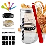 Sourdough Starter Kit, 35oz Reusable Sourdough Starter Glass Jar for Home Baking Bread Making Beginners