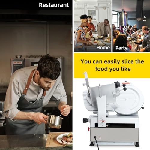 Meat Slicer - 10 Inch Electric Food Slicer, Fully Automatic 240W+430W Power, Stainless Steel Blade, Adjustable Thickness 0-16mm, Ideal for Home & Commercial Use