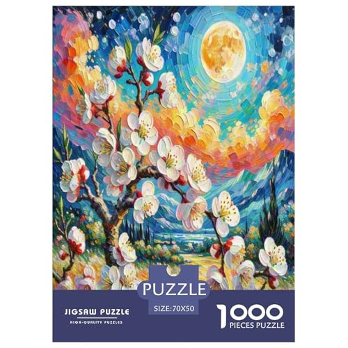 Puzzle de 1000 piezas para adultos, juego de mesa de la flor de albaricoque de 70x50cm