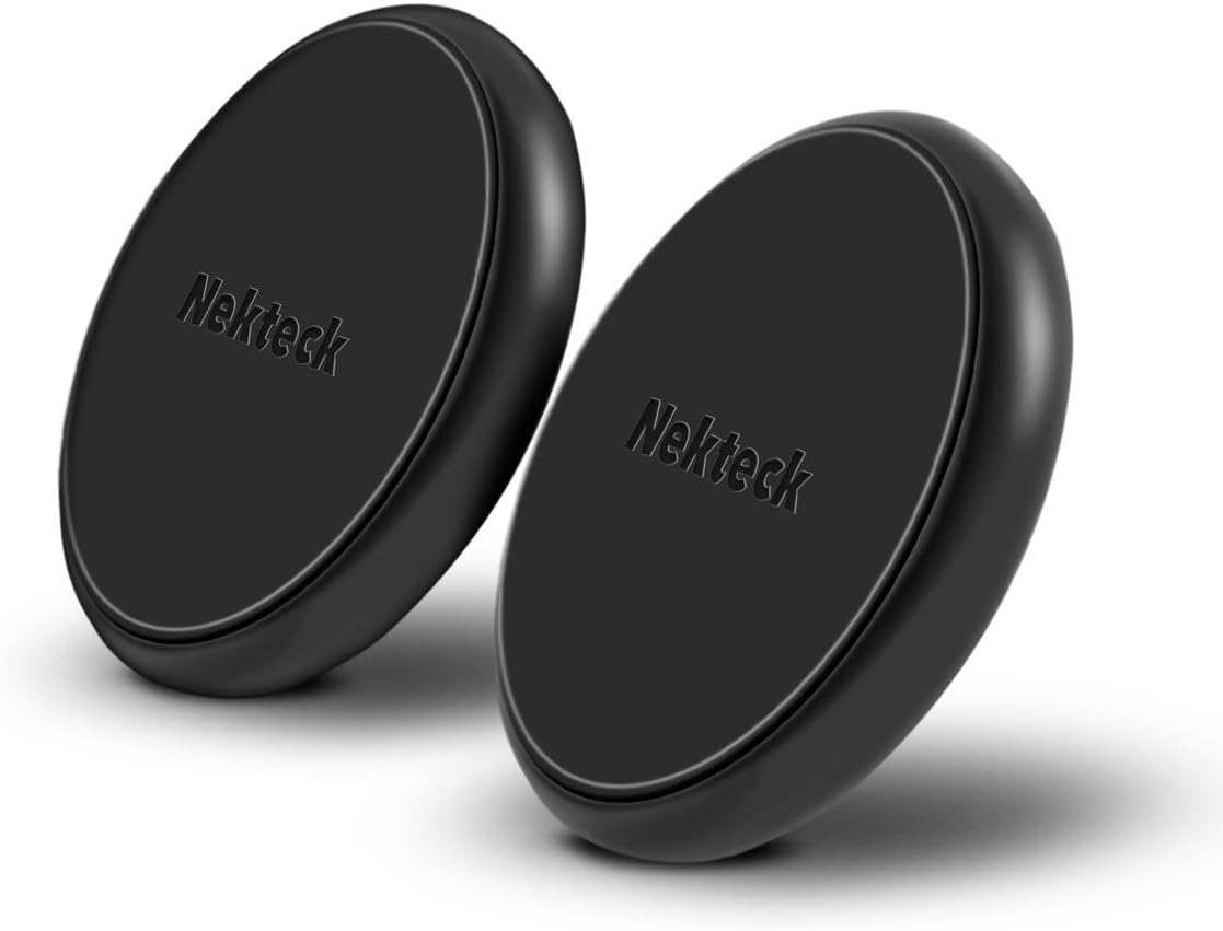 Nekteck Universal Stick on Flat Magnetic Car Mount Phone/Key Holder for iPhone X/8/7 6S/ 6 6 Plus, SE, Galaxy S9/S8 S6/S7 Note 9 8 5, LG G7 G6, Pixel 3/2 XL Nexus 6P 5X, Echo Dot More [2Pack]
