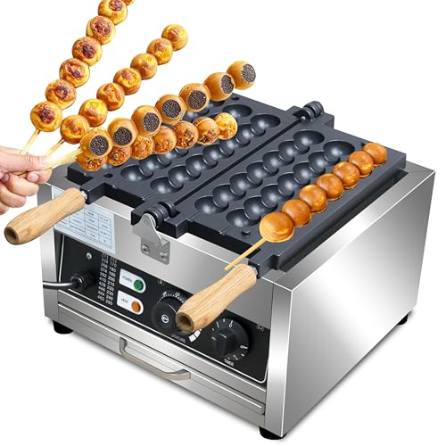 Commercial Waffle Skewer Maker1500W 3-Grid Nonstick Waffle Balls Maker Iron Ball Waffle Stainless...