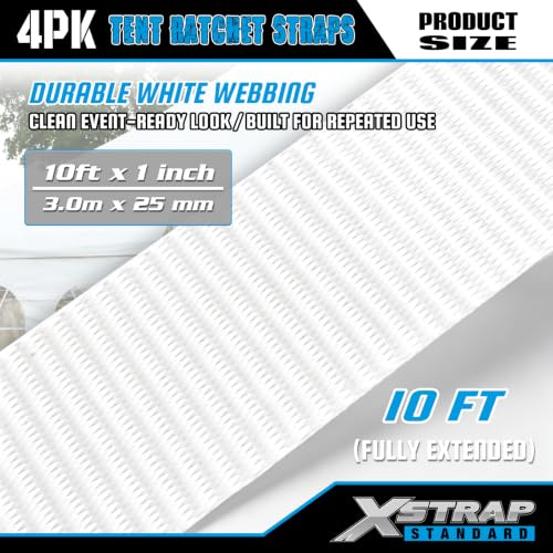 XSTRAP STANDARD 4PK 1" × 10FT Ratchet Tie Down White Tent Securing Straps by XSTRAP STANDARD - Used condition - Image 5