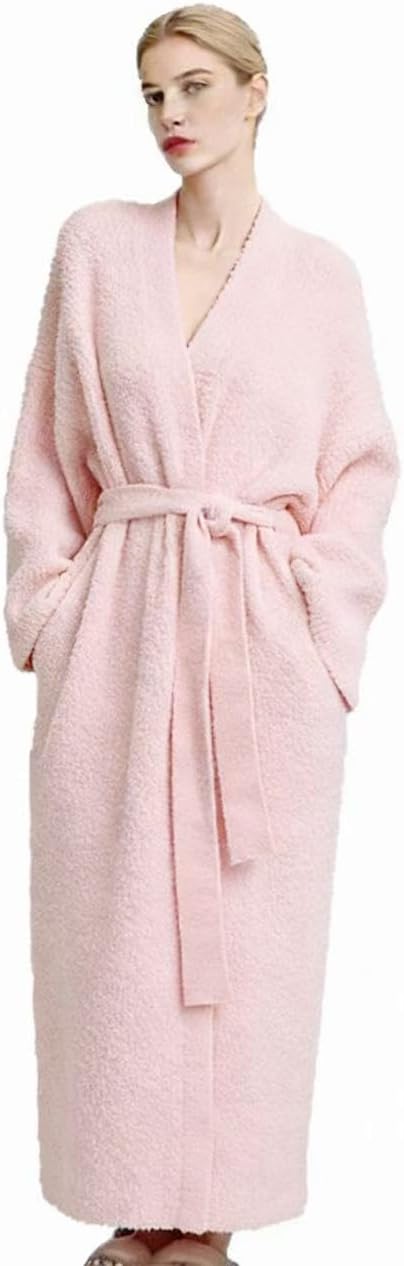 Premium Women's Double-Sided Fleece Robe Long Plush Flannel Pajamas Soft Warm