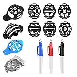 PRATYAHARA Golfball-Marker, Farblinien-Marker-Stifte, Dreispuriges Kunststoff-Golfball-Markierungs-Ausrichtungs-Werkzeug-Kit, Schwarz