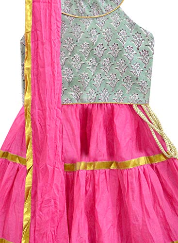 Image of A.T.U.N. (ALL THINGS UBER NICE) Girls Cotton Printed Readymade Ghaghra | Lehenga Choli and Dupatta Set | Ethnic Wear Clothing Set for Festival Occasions