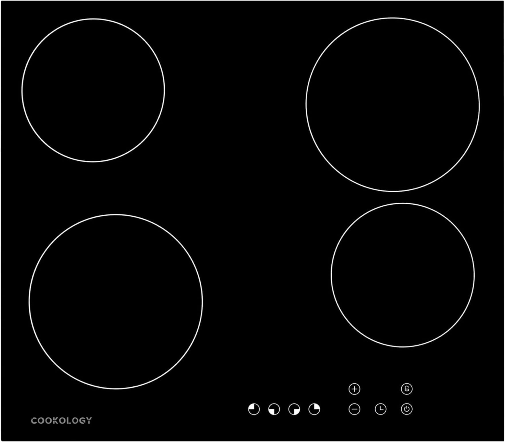 TCH601 60cm Electric Ceramic Hob Cooktop in Black - 4 Cooking Zones - Built-in Worktop - Touch Controls - With Timer - 9 Heat Levels - Child Lock
