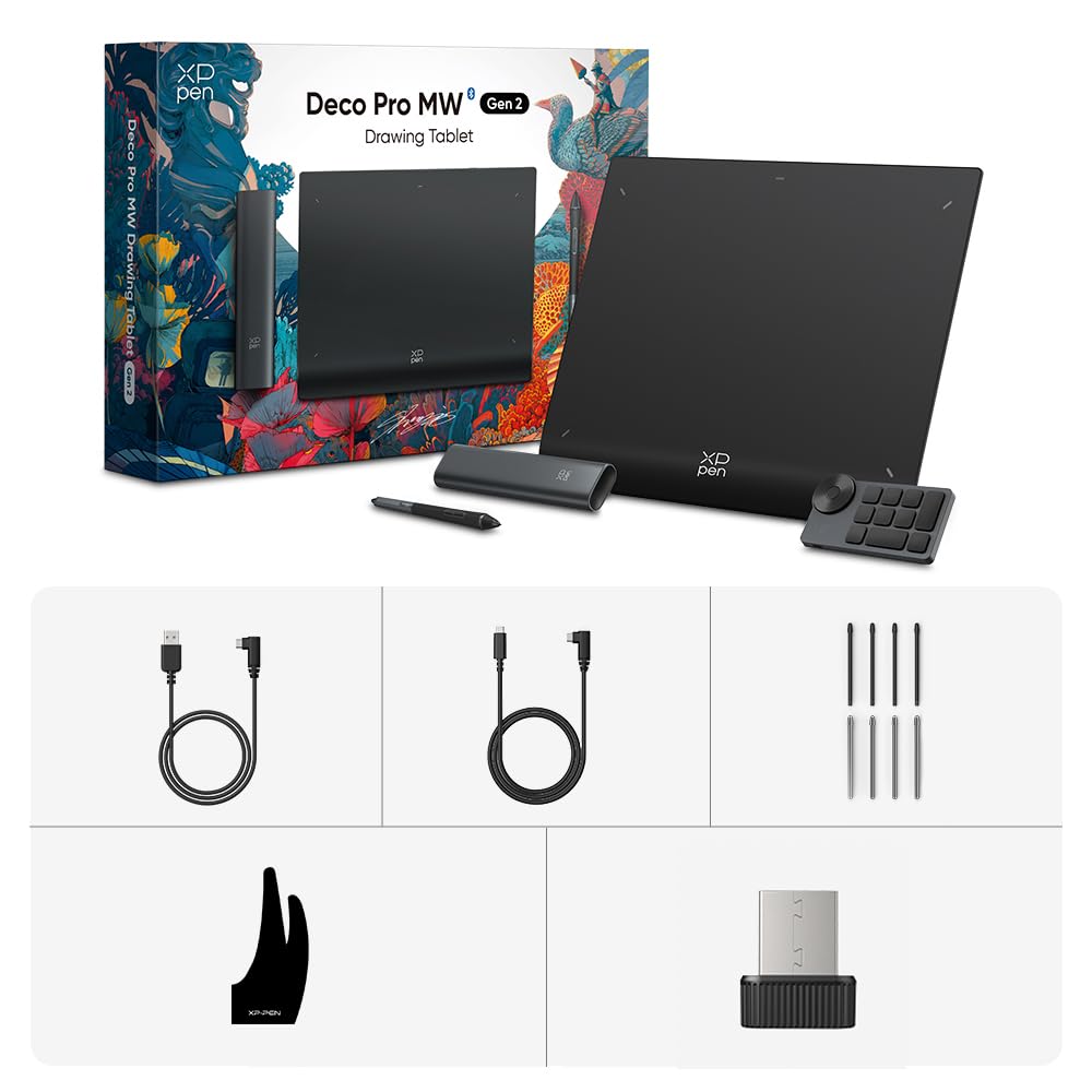 XPPen Deco Pro LW (2. generacja) tablet graficzny Bluetooth 5.0 16K 16384 z klawiaturą skróconą
