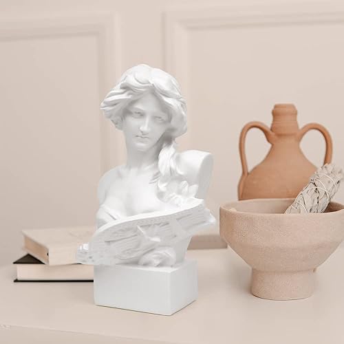 Miniatura 5 de Norrclp Estatua griega de la diosa musical, busto de cabeza romana clásica, escultura de mitología griega para sala de estar, decoración de estantes