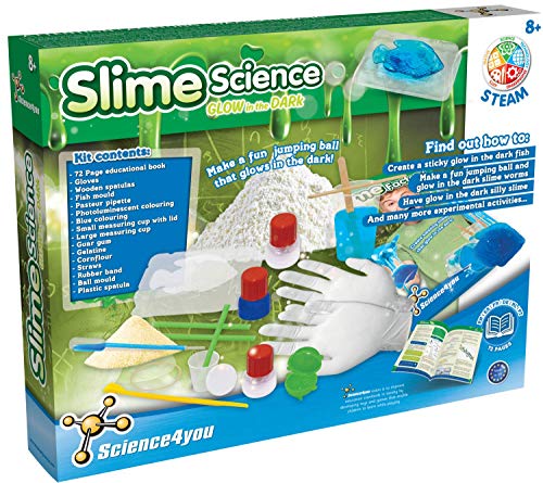 Science4you 80002879 Selber fur Slime Set mit 10 Experimente Dunkeln Leuchtender Schleim, Chemielabor und Lernspiele für… – Bild 3