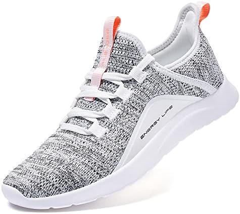 ALEADER Women's Energycloud Slip On Walking Shoes Pure Running Shoes for Gym Workout Treadmill Running Errands White Gray Size 9 US