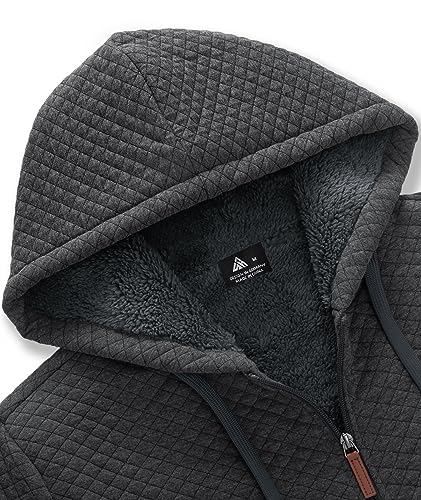 Image of GEEK LIGHTING Mens Fleece Lined Hoodies Zip Up Waffle Knit Thicken Hooded Sweatshirts Winter Jackets