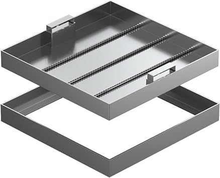 LXLZYXSF Invisible Manhole Cover and Frame Stainless Steel, Square Recessed Septic Tank Lid with Base, Sewage Basin Cover for Driveway Walkways Courtyards Gardens80x80cm31.5"x31.5"