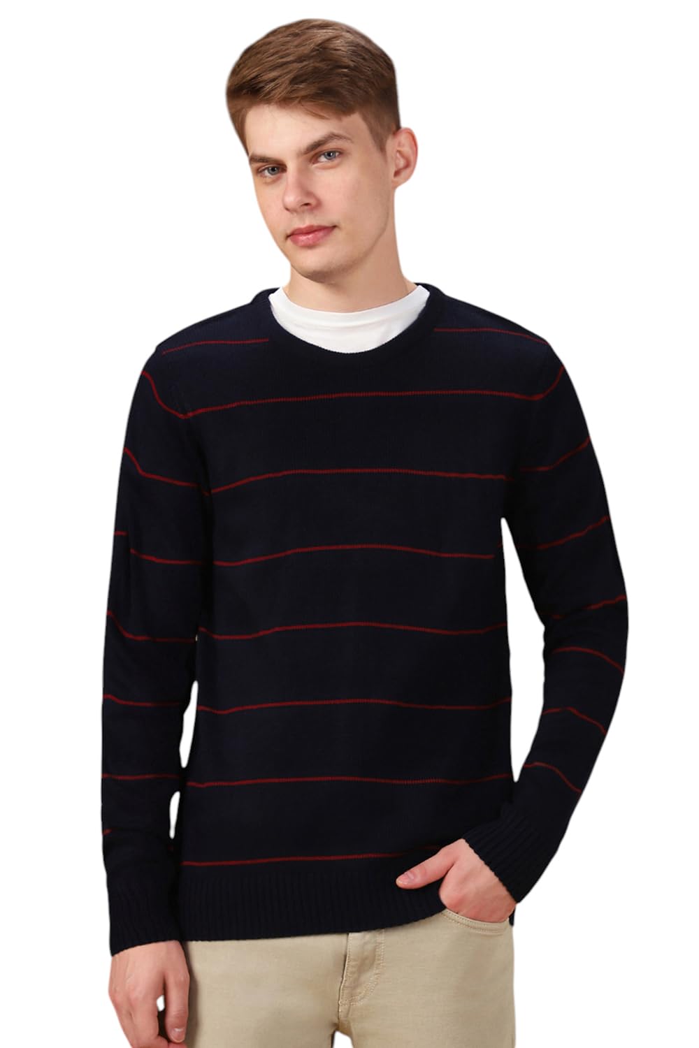 dennis lingo Men Stripes Acrylic Regular Fit Full Sleeves Pullover Sweater-picture-11