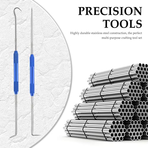Image of Salior 2PCS CarbonSteel Hook Tool and Pick Set,Double End Pick and Hook Set Auxiliary Dismantling Fittings,Universal O Ring Pick Set and Hook Tool Car Accessories Fit for Most Cars (Blue)