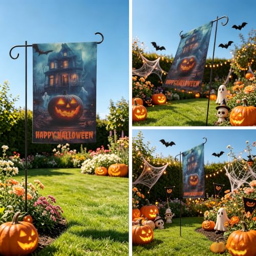Ghost Pumpkin Haunted House Halloween Garden Flag 12×18 Inch Decor Flag - image 5
