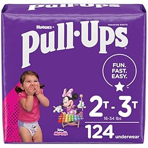 Pull-Ups Girls’ Potty Training Pants Training Underwear Size 4, 2T-3T, 124 Ct, One Month Supply