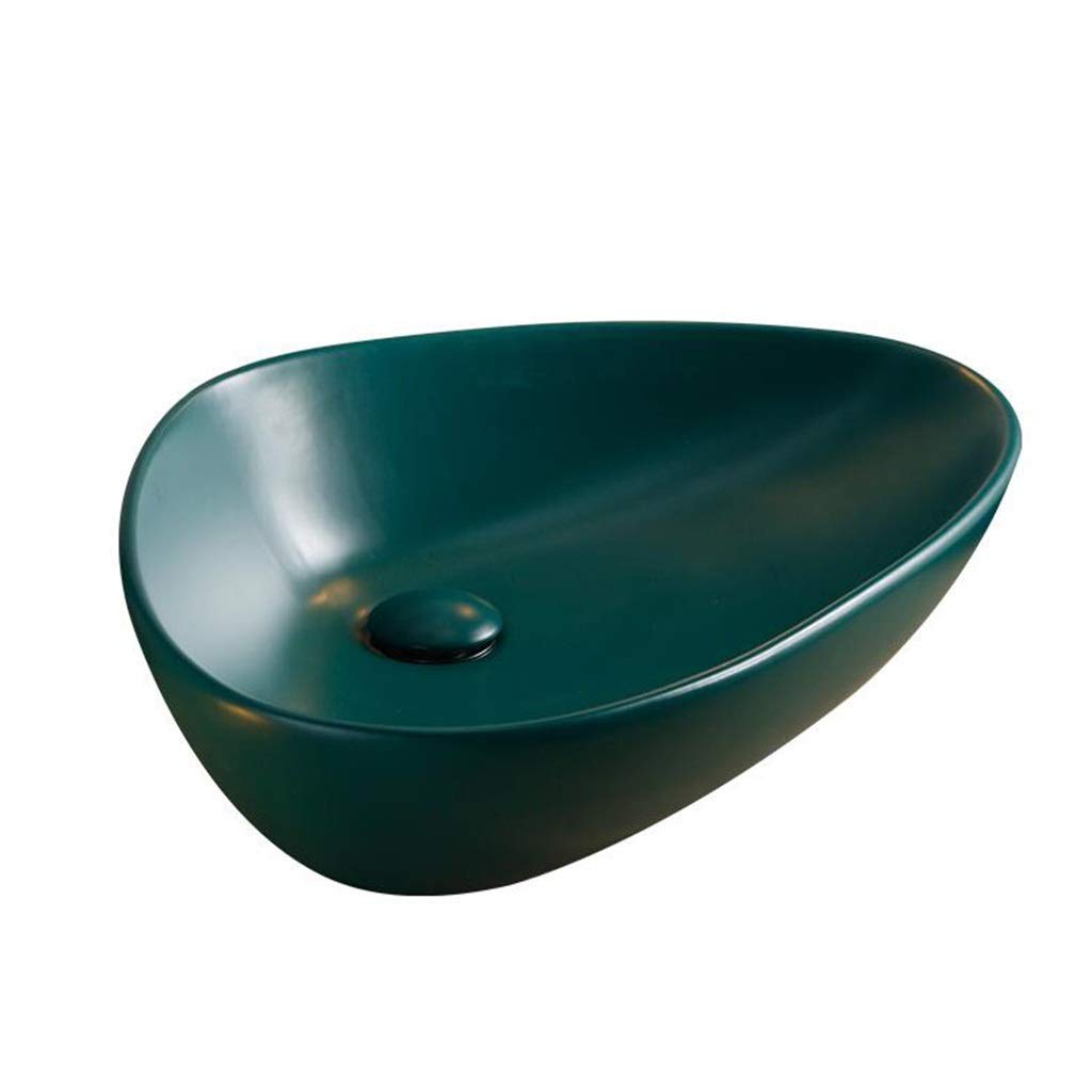 Lavabo ménage en céramique ovale verte pour une salle de bains zen