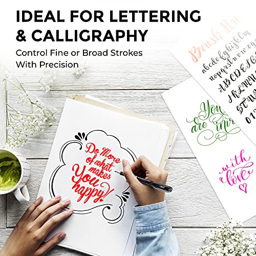 Weisbrandt Ultracolor Hard Tip Brush Markers Pens, 12-Pack, Multifunction Writing Instrument, Micro Pigment Ink, Flexible Brush Tip, Water-Proof And Fade-Proof, Great For Lettering And Illustration #TOP4