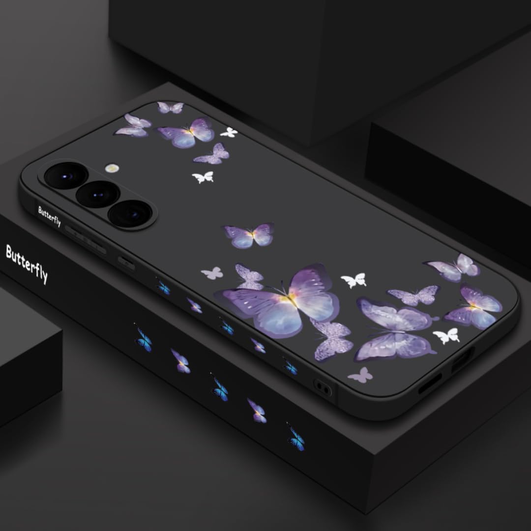 Coque lanière papillon violet Samsung Galaxy A14 idéale pour vos sorties