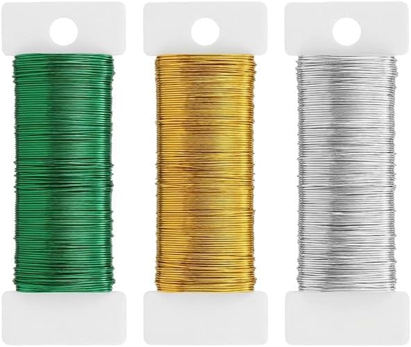 3 Rolls Craft Wire Bendable,0.3mm Thin Wire for Crafts,Jewelry Making, Earring, Flower Arrangement,Sculpting DIY (164 Ft Per Roll)