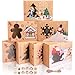 Produktbild MAMUNU 12 Stück Weihnachts-Kekskästen Boxen, Keksdosen mit Fenster buntes Muster mit Aufkleber und Seil, für Weihnachtsfeier Brownies Süßigkeiten Kekse, 22.5x15.5x7CM