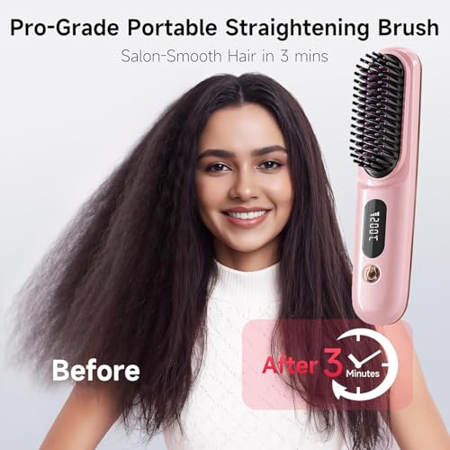 Cepillo Alisador de Pelo Mini Inalámbrico Rosa miniatura 2