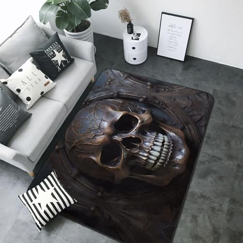 Tapis tête de mort en flanelle cuivre pour réchauffer l'ambiance de la chambre