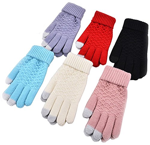 Gellwhu Smart Touchscreen Tech Unisex Outdoor Warm Knit Winter Gloves 6 Pack