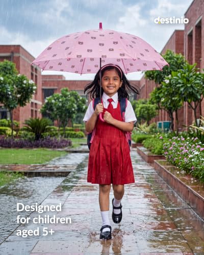 Image of Destinio Umbrella for Kids; Stylish & Cute, Child Safe, 100% Waterproof; Kids Umbrella for Girls, Boys and Baby