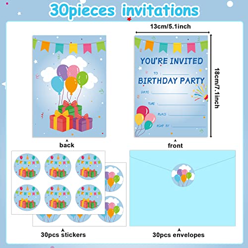 image for chiazllta 30 Pack Birthday Party Invitations Set Boys Girls Kids Invit