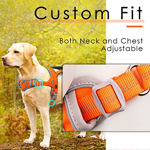 Adventuremore Dog Harness For Large Dogs No Pull, Sport Dog Halter Harness Reflective Breathable Dog Vest Escape Proof Dog Harness With Easy Control Front Clip Handle For Training Walking Xxl Orange #TOP1