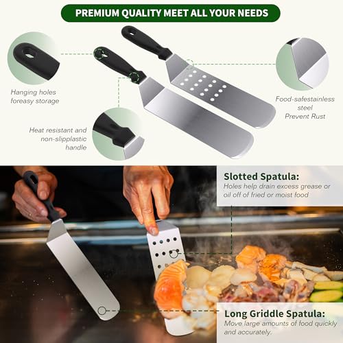 134 Pcs Griddle Accessories Kit [2024 Upgraded] - Griddle Tools Perfect for Blackstone Grill,Flat Top Grill, Professional Round Melting Dome with Cast Iron Smash Burger Press for Outdoor Barbecue. - Thumbnail 3
