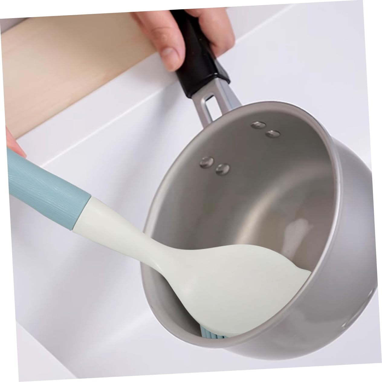 minkissy 6 Piezas Cepillo para ollas de Silicona Cepillo para Limpiar sartenes para Tabla de arrancador de fregadora de Mango Largo para Fregar Platos