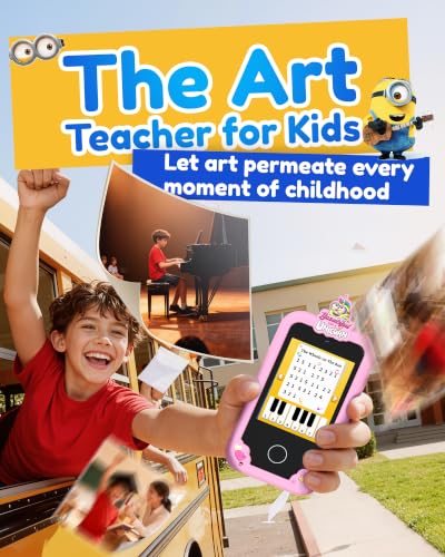 Image of KOKODI Kids Smart Phone Toys, Minions Collab Birthday Gifts for 3 4 5 6 7 8 Year Old Boys, Touchscreen HD Digital Dual Video Camera, Preschool Learning Toy for Kids 3-5 Travel Trip Activity (Pink)