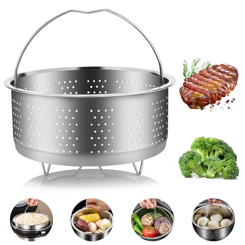 Williyatt Cesta de Vapor Inoxidable 304, Vaporera Multiusos con Mango, Cesta Vaporera de Verduras, Cesta de CoccióN Al Vapor, para Verduras, Pescado, Huevos (20)