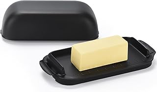 Butter Dish with Lid, Butter Container Holds for Countertop, Unbreakable Butter Keeper for Home Kitchen Decor, Perfect for East/West Coast Butter, BPA-free, Microwave/Dishwasher Safe (Black)