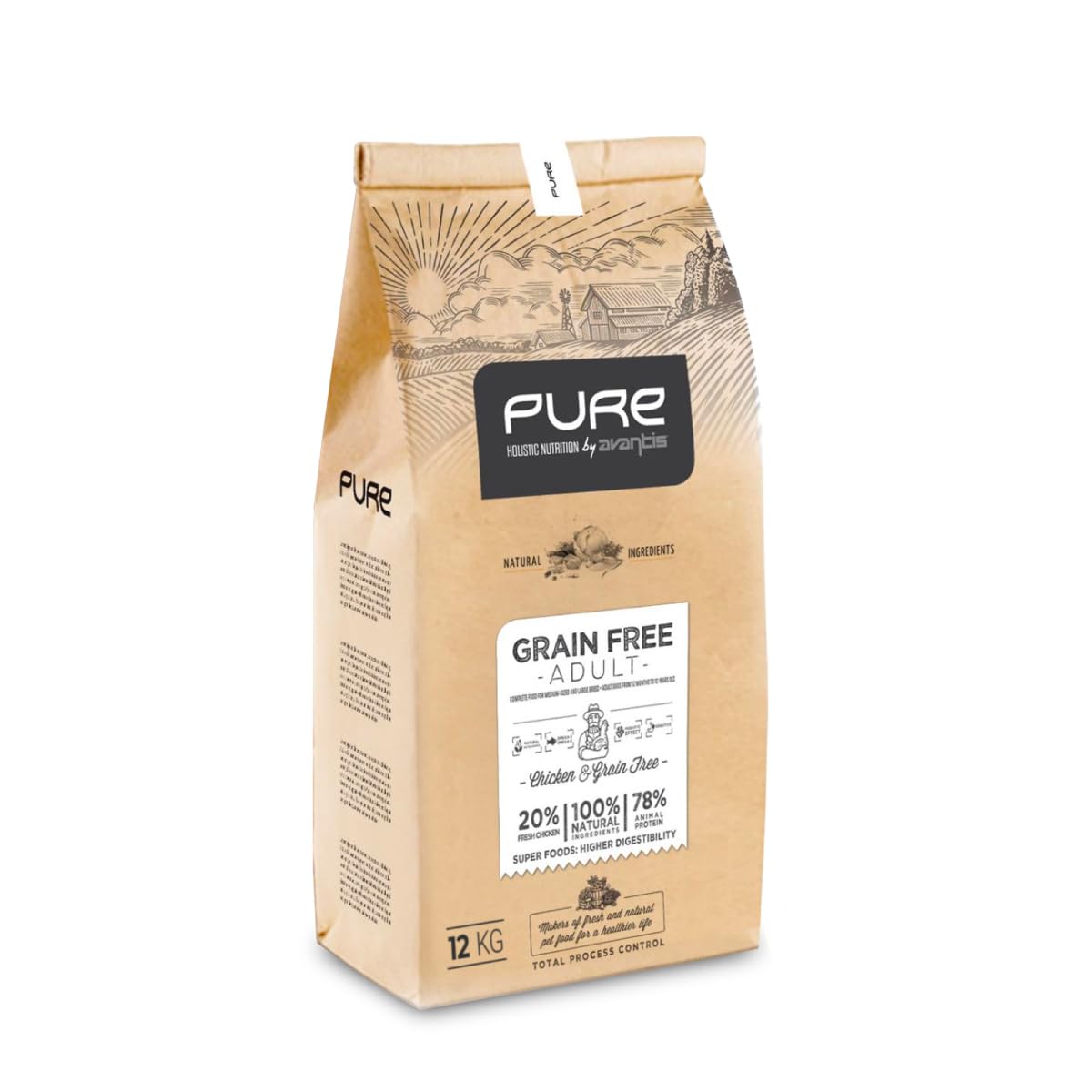 Pure Grain Free Country Chicken 12 kg – Pienso Holístico con Carne Fresca Sin Cereales – Perros Adultos – Alta Digestibilidad