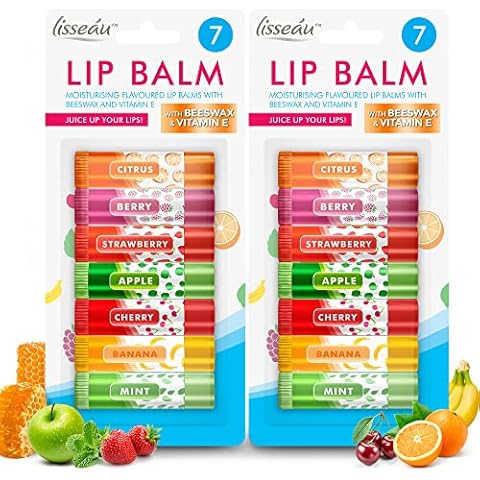 14pk Flavoured Lip Balm Set with Beeswax Cover