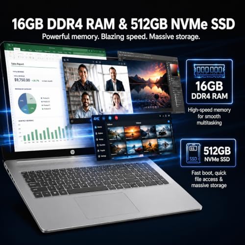 Image of HP 15.6 inch FHD Touchscreen Laptop, AMD Ryzen 7 7730U, 16GB RAM 512GB SSD