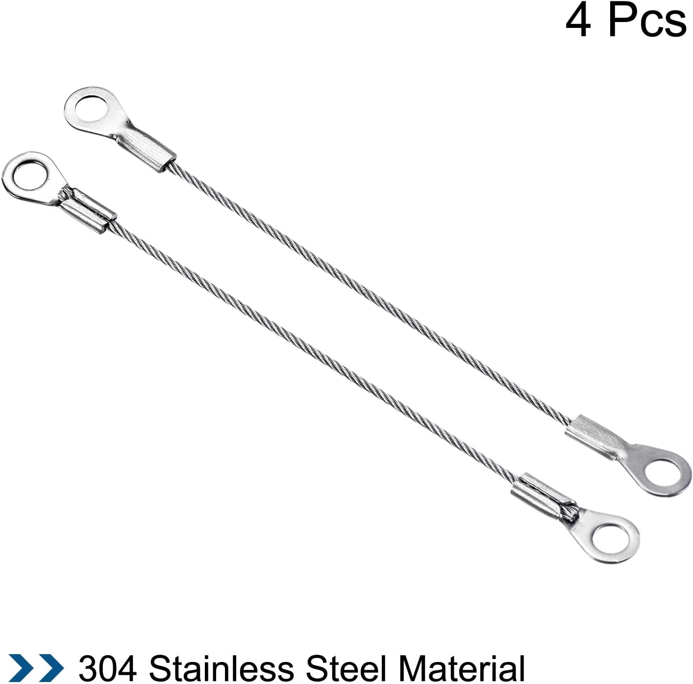 PATIKIL Stainless Steel Lanyard Cable 1.5mmx10cm, 4 Pack Eyelets Ended Security Wire Rope