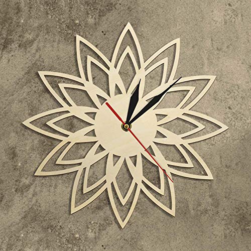 Reloj de pared analógico madera natural 30 cm diámetro miniatura 5