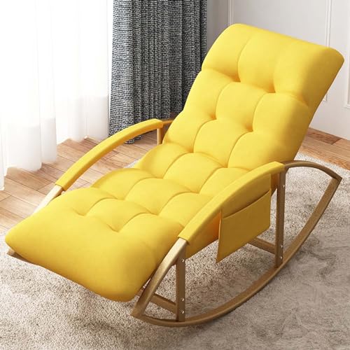 Mecedora mecedora tapizada con respaldo alto, sillón reclinable moderno para sentarse cómodamente en la sala de estar y el dormitorio