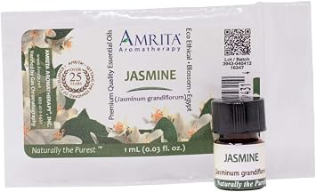 Jasmine, Grandiflorum Absolute Essential Oil - Jasmine grandiflorum - 100% Pure Undiluted & Therapeutic Grade, Premium Quality Aromatherapy Oils, Tested & Verified - 1ML AMRITA Aromatherapy