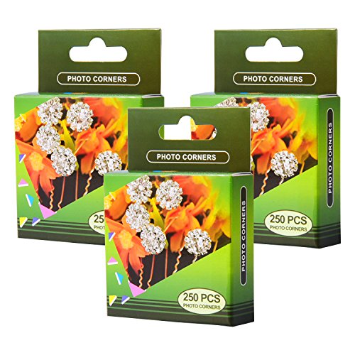 Clear Self-Adhesive Photo Corners Picture Mounting Corner Stickers for DIY Album Scrapbook, 250 Pieces/Pack (3 Pack)