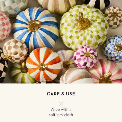 Image of MACKENZIE-CHILDS Resin Pumpkin, Mini, Brown-and-White Mocha Check