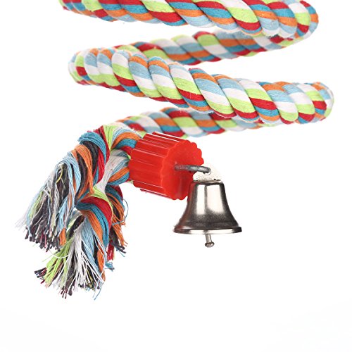 Jusney Bird Perch, Large Parrot Toys 63 Inch Climbing Rope Bungee Bird Toys #TOP3