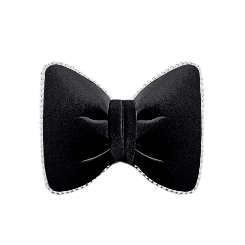 Qinqin Store Black Lovely Car Neck Pillow Bowknot Driving Headrest Cushion Pillow Bow Tie Car Waist Pillow Back Cushion Car Bow Pillows (, Headrest Pillow: 28×18Cm/11.02"×7.09")