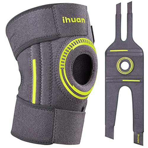 ihuan 2023 Knee Braces for Knee Pain Women Men - Adjustable Knee Brace with Side Stabilizer & Patella Gel Pads for Knee Support, Injury Recovery, Running, Weightlifting (Single)